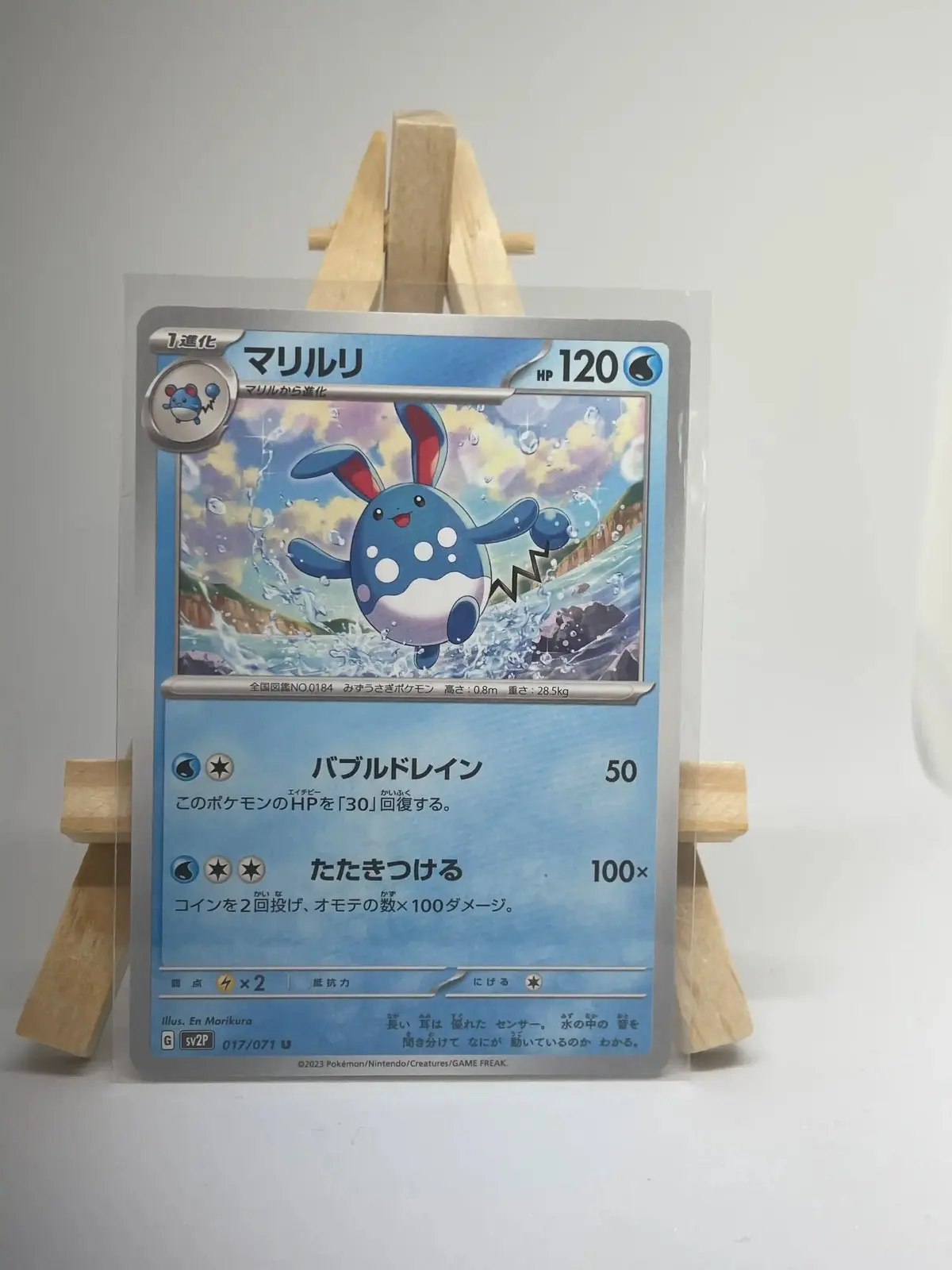 azumarill 017 071 sv2p Japanese Pokémon card Azumarill 017/071, set sv2P Snow Hazard Paldea Evolved, illustrated by En Morikura